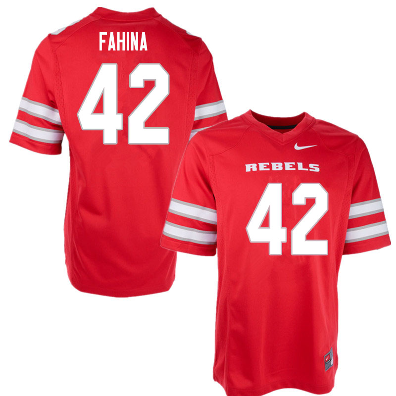 Men #42 Naki Fahina UNLV Rebels College Football Jerseys Sale-Red